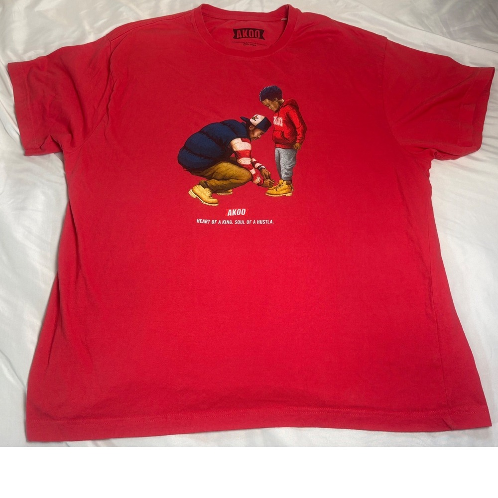 AKOO Graphic Tee Men 5XL Red Excellent Heart Of A King Soul Of A Hustla Shirt